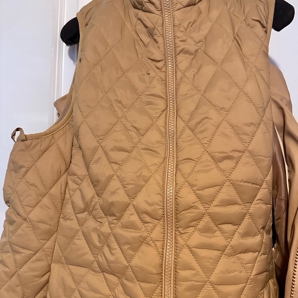 2 in 1 Lands' End Women's Camel Hooded Trench Coat and Vest - Picture 6 of 8